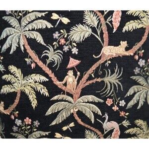 Pair Of Tapestry Jungle Pillows Palm Beach Regency Monkey Leopard Tropical Throw